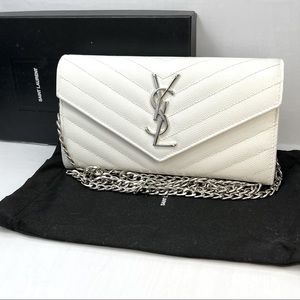 Saint Laurent White chain wallet